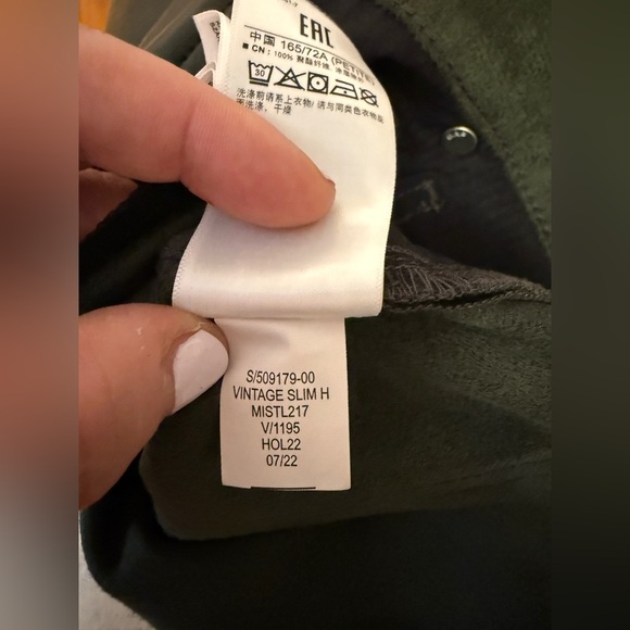 GAP Vintage Slim High Rise Vegan Faux Leather Pants Size 6P Green Mistletoe - Picture 7 of 8